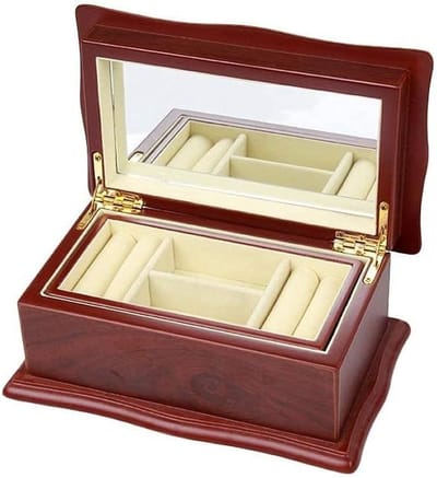 Houten Sieradenkist - Opbergdoos Organizer - Sieraden Opbergen - Fluwelen Voering - Eén Laag - Bruin