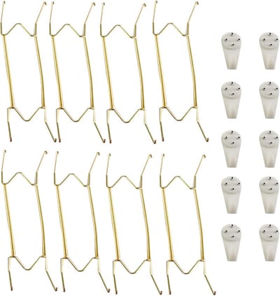 8 Bordenhouders - Wandhaken - Decoratie Ophangen - Onzichtbaar Ontwerp - 12 Inch - Goud