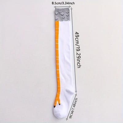 Chaussettes Hautes Imprimé Griffes de Poulet - 1 Paire, Lavables en Machine, Chaussettes Animales pour Couple one-size