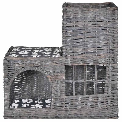 vidaXL - Kattenbed/huis/kasteel - met - kussen - wilgen