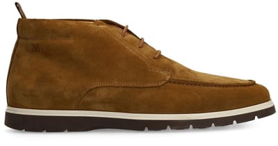 Manfield - Heren - Cognac suède veterschoenen - Maat 41