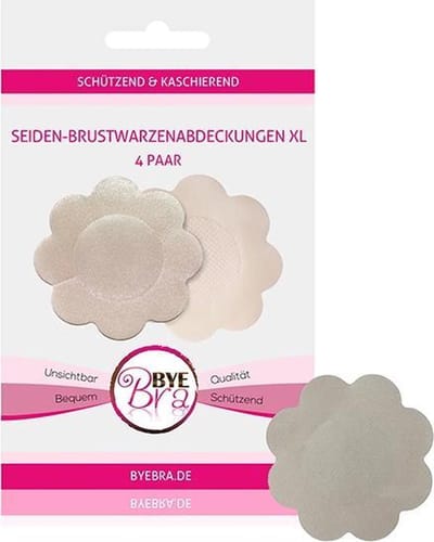 Bye Bra - Zijden Tepel Covers XL Huidskleur 4 Paar (DE) - Beha