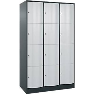 C+P Resisto lockerkast, 3 vakken, 12 vakken, B 1148 x D 640 x H 1950 mm, antracietgrijs/lichtgrijs