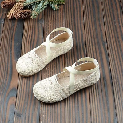 2025 Zomer gehaakte platte schoenen dames elegante ademende schoenen vrouw zachte mesh loafers dame casual enkelband platte schoenen vissersschoenen 35 black