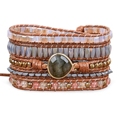 Marama - Wikkelarmband Bohèmian Sun Crystal - Handgemaakt - Uniek design