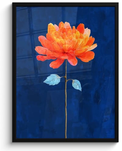 Poster in lijst - Fotolijst 60x80 cm - Posters - Bloem - Oranje - Bladeren - Posterlijst zwart - Decoratie - Wanddecoratie woonkamer - Muurdecoratie slaapkamer