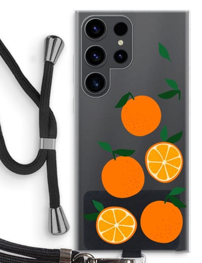 Case Company® - Hoesje met koord geschikt voor Samsung Galaxy S23 Ultra hoesje met Koord - Will you be my clementine - Telefoonhoesje met Zwart Koord - Bescherming aan alle Kanten en Over de Schermrand