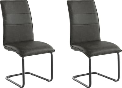 Mitzi-Eetkamerstoel - Set van 2 - Antraciet PU