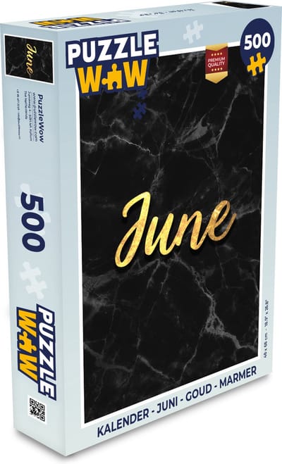 Puzzel Kalender - Juni - Goud - Marmer print - Legpuzzel - Puzzel 500 stukjes