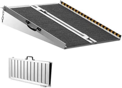 Rolstoelhelling - Drempelhulp - Oprijplaat - Drempelhulp Rubber - Drempelhulpen - 800 lbs draagvermogen - 48in - Draagbaar - Non-Slip Aluminium Opvouwbare Drempel
