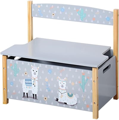Kinderzitbank - Opbergbankje - Spelen en opbergen - Met opbergruimte - 60x56x34.5 cm - Grijs