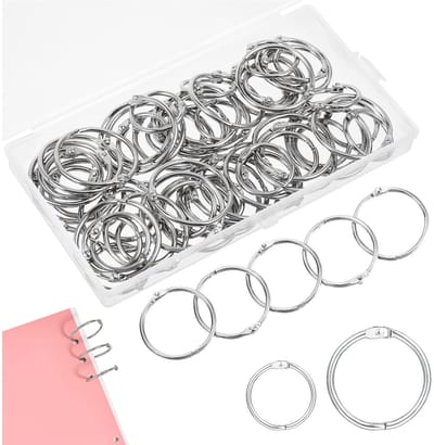 EXCITAT Metalen 25mm Klikringen - Boekringen - DIY Cipiersring Sleutelringen - Sleutelhangers Maken Set - Flashcard Ringen - Keychain - Boekbinden Gordijnringen - Geschikt voor Splitringen voor Hobby & Sleutellabels - 80 stuks