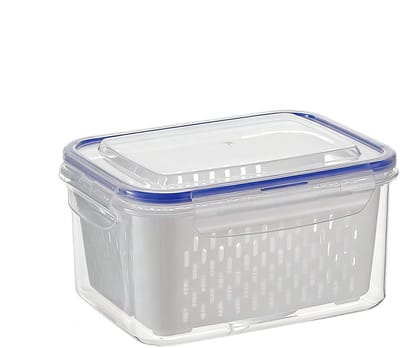 Dailygoods- Fruitcontainer 4 In 1 - Lekvrij - Transparante Organizer - Afneembare Zeef - Voedselopslag - Handige Oplossing voor Koelkast