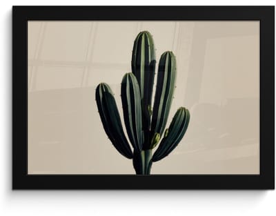 Poster in lijst - Fotolijst 30x20 cm - Posters - Cactus - Subtiel - Groen - Posterlijst zwart - Decoratie - Wanddecoratie woonkamer - Muurdecoratie slaapkamer