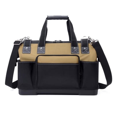 Dailygoods - Canvas Tool Bag - Professionele Gereedschapszak - Zwart - Multifunctionele Tas - Ideaal voor Elektriciens - 17 Compartimenten