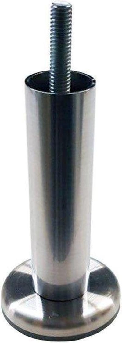 FLE - Stalen meubelpoot rvs look rond ø 2,5 cm en hoogte 10 cm (M8)