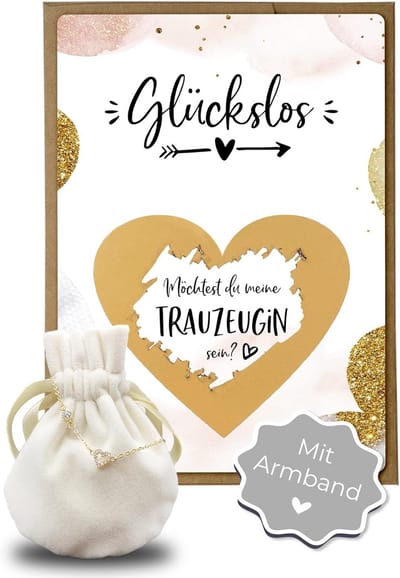 Kraskaart Trouwgetuige Vragen met Gouden Armband en Envelop - Origineel Verzoek