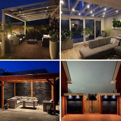 HOFTRONIC Sienna - Veranda Inbouwspots 6x3W - 12 Volt - Complete Veranda Set - 2700K zeer warm wit - IP44 Waterdicht - Dimbare Inbouwspots met Afstandsbediening - Kantelbaar - 5mm diameter - 30mm inbouwdiepte voor badkamer en tuin
