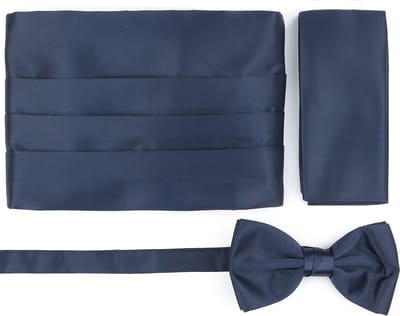 Suitable Cumberband Strik Pochet Set Donkerblauw (navy) - Onze Size - Verstelbaar - Heren - Geschikt voor gala smoking - Cadeauset 3-delig