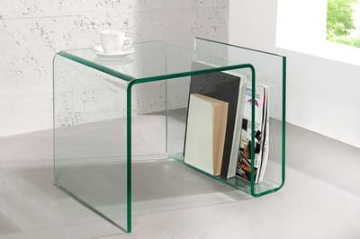Glazen transparant  Salontafel met opbergvak voor tijdschriften 50 cm
