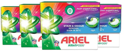 Ariel Color All-in-1 Pods Kleur Wasmiddel - Kwartaalbox 4 x 12 Wasbeurten - 48 Wasmiddelcapsules