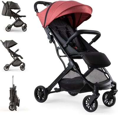 Kinderwagen tot 22kg - Lichtgewicht buggy - Dagelijks gebruik - Verstelbare XXL kap - 99.5x51x99.5cm - Rood