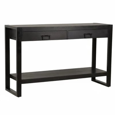 Bijzettafel 120cm duurzaam mangohout Vera zwart industrieel side table