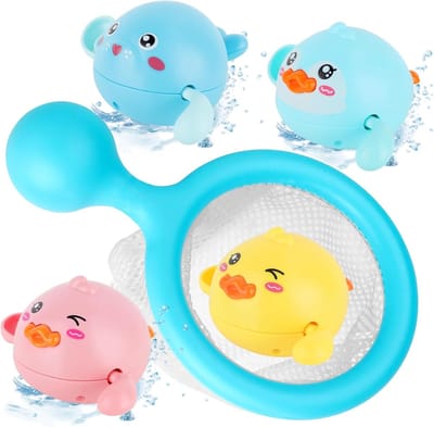 Badspeelgoedset 4-delig - Waterspeelgoed zeedieren - Zwembadspeelgoed voor kinderen - Pedagogisch speelgoed voor strand en douche