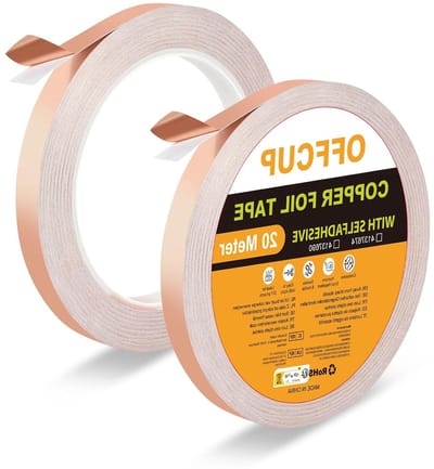 Koperfolie Tape voor Slakkenbestrijding, 2 Stuks 10mm x 20m, Warmtebestendig en Zelfklevend, Effectieve Barrière voor Ongediertebestrijding en Elektrische Reparaties