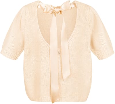 Gimme - Knitted Short Sleeve Top – Comfortabele Gebreide Top – Trendy Shirt met Achterknoop Ontwerp - huidskleur - Maat S/M
