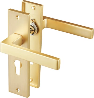Avola - Gouden Deurklink - Cilindergat - Recht Kort Schild - PC 55mm