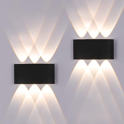 2 Stuks Wandlampen voor Binnen en Buiten, Moderne LED Wandlampen met 1200 Lumen en IP65 Waterdicht