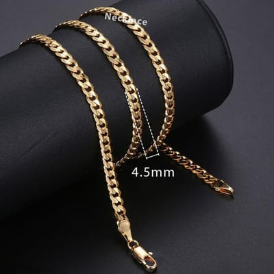 Gouden Ketting Voor Mannen Vrouwen Tarwe Figaro Touw Cubaanse Link Chain Gold Filled Rvs Kettingen Mannelijke Sieraden Gift 22inch 55cm black
