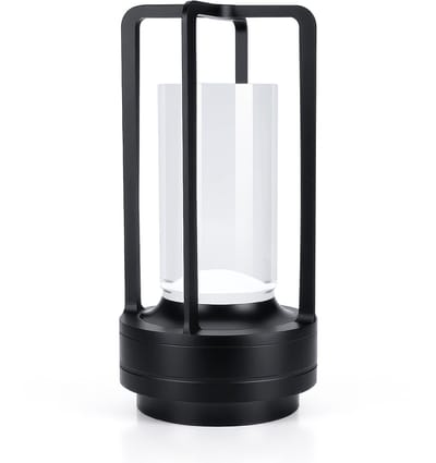 MMOBIEL LED Tafellamp Glazen Dimbaar Oplaadbaar – Draadloze Metalen Tafellamp met Touchbediening, 3 Lichtkleuren, USB-C, 2000mAh Accu voor Binnen & Buiten, Slaapkamer, Restaurant, Patio – Zwart