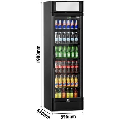 GGM Gastro Getränkekühlschrank - 347 Liter - mit 1 Glastür & Werbedisplay Zwart