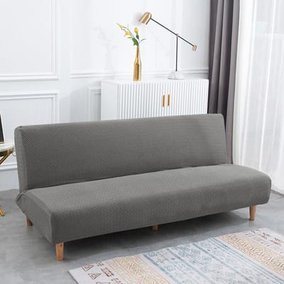 3 verschillende maten Jacquard stof Armless Sofa Bed Cover Sofa Nieuwjaar Decor Slipcovers Stretch Protector Elastische Bankhoes S Size gray