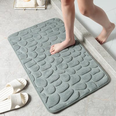 Voetmat Koraalfleece Vloermat Huishoudelijk Traagschuim Geborduurd Badkamer Verdikt Absorberend Vloermat Deur 40cmx60cm gray