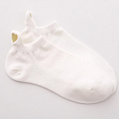WiseGoods Premium Dames Sokken Met Geborduurd Hart – Grappig En Lief Cadeau - Damessokken - Kleding - Accessoires - 34-41 - Wit