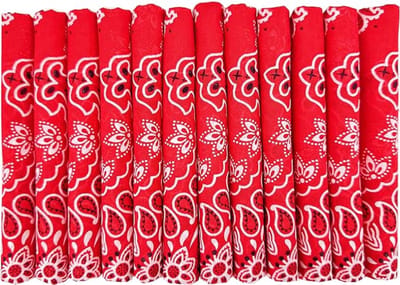 Bandana - Hoofddoek - Mondbescherming - Zakdoek - Sjaal - Paisley - Rood - Set van 12