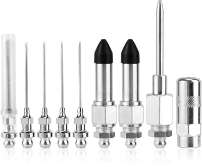 Dailygoody - Accessoireset voor Vetspuit - 9-delige Set met Professionele Nozzles en Adapters - Ideaal voor Onderhoud en Reparatie - Hoogwaardige Kwal..