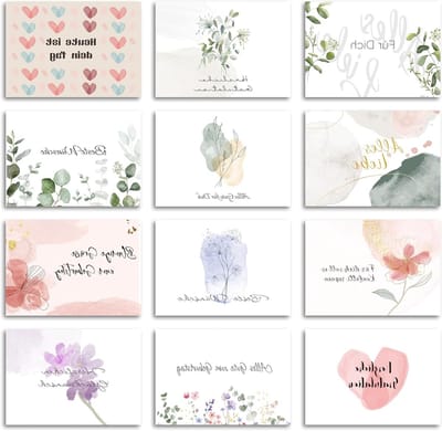 Verjaardagskaarten Set voor Vrouwen en Mannen, DIN A6 Postkaarten, Gelukkige Verjaardag, Bedankkaarten, Jubileum en Doopkaarten