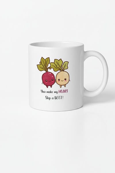 You make my HEART Skip a BEET" Mok | Grappige Bieten Liefdes Beker met Pun | Valentijn & Jubileum Cadeau