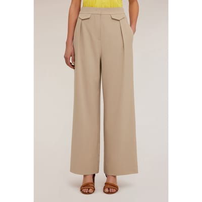 Motivi Palazzo Trousers With Pleats And Pocket Design Beige Size: 34 | Formal pants Outlet | Dames | Beige