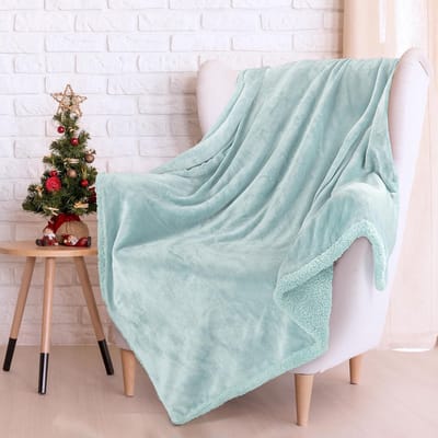 Elegante Sherpa Throw Deken - Teal Fluffy en Knuffelzacht - Warme Pluche Fleece Dekens voor Bank en Bed - 150 x 130 cm