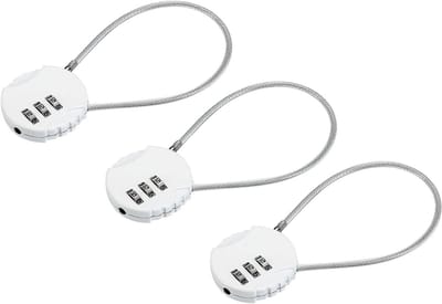 Klein Combinatieslot 7,8 Inch - 3 Pack 3 Digit Hangslot voor Bagage, Gym Locker en Toolbox, Wit