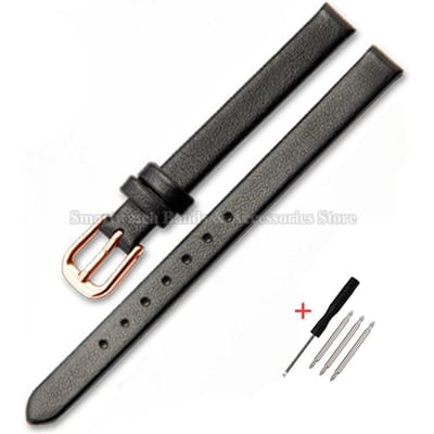 Leren Horlogeband 6mm 8mm 10mm 12mm 13mm 14mm 16mm 17mm voor Heren Dames Universeel Zacht Polsbandje Ultradunne Armband Pin Sluiting 8mm gray
