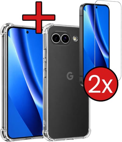 Hoesje - Met Screenprotector - 2 Stuks - Geschikt voor Google Pixel 10a - Sterk & Shockproof - Back Cover - Siliconen Case - Telefoon Hoes - Shock Proof - Telefoonhoes - Transparant