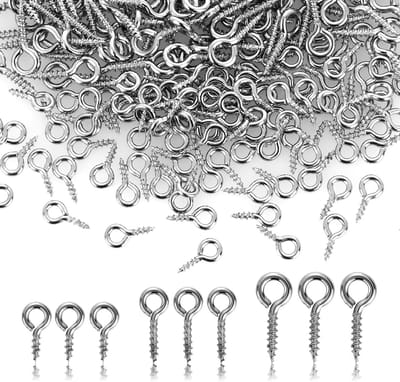 300 Stuks Kleine Oogschroeven Oogspelden Haken, 3 Maten Oogschroef Haken Oogjes Schroef Schroefdraad Mini Roestvrij Staal Oogschroeven Haken voor Sieraden Maken DIY Art Craft 8/10/12MM