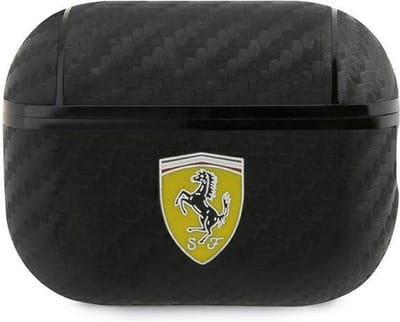 Ferrari Carbon AirPods Case voor Apple Airpods Pro 2 (2e Gen) - Zwart
