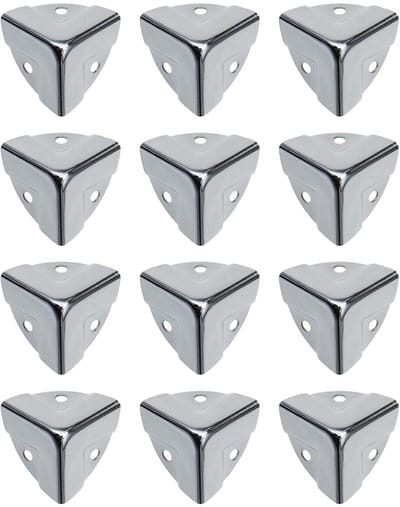 Dailygoods- Hoekbeschermers 12 Stuks - Chroom - 25x25x25mm - Schroefmontage - Duurzaam Metaal - Roestwerend - Hoekbeugels